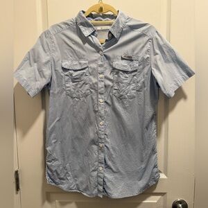 Columbia PFG Light Blue Cotton Women's Button Down Shirt